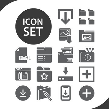 Simple set of functionality related filled icons.