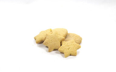butter baked biscuits in the shape of a star and heart	