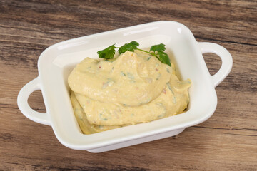 Hummus snack with olive oil