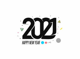 Happy New Year 2021 Text Typography Design Patter, Vector illustration.