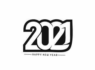 Happy New Year 2021 Text Typography Design Patter, Vector illustration.