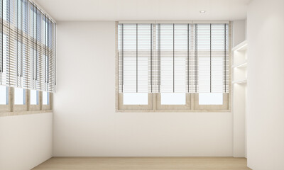 Stylish living room interior with wooden floor and curtain with white wall 3d rendering