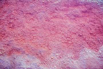 Salt, brine and mud of pink salty Sivash Lake near Azov Sea, colored by micro algae Dunaliella salina, enriching water of the lake by beta-carotene