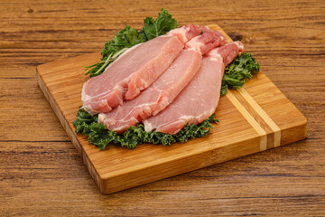 Raw pork steak for cooking