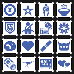 16 pack of fan  filled web icons set