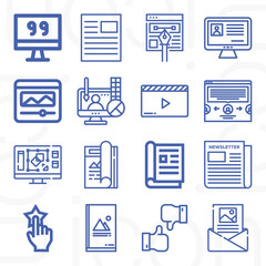 16 pack of quarterly  lineal web icons set