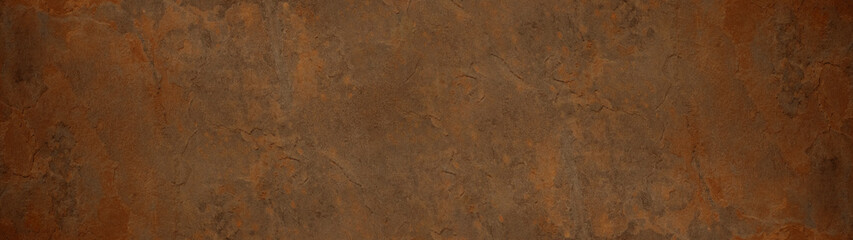 Grunge rusty dark brown metal stone rust background texture banner panorama	