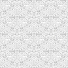 Grey light geometric pattern in arabic style, soft emboss background