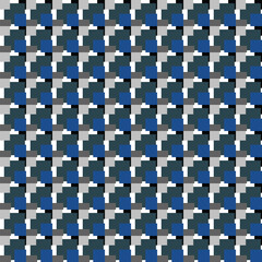 Fototapeta premium Vector seamless pattern texture background with geometric shapes, colored in blue, grey, black, white colors.