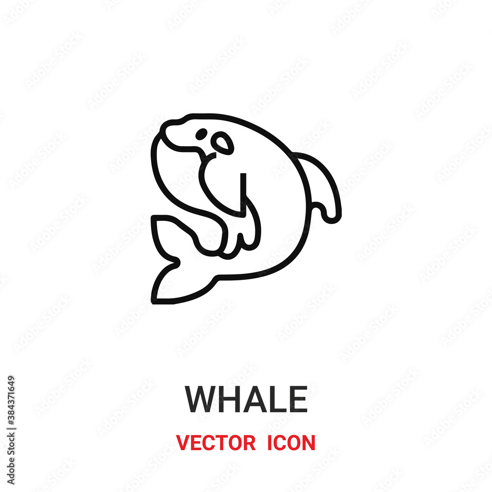Poster whale icon vector symbol. whale symbol icon vector for your design. modern outline icon for your web
