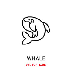 whale icon vector symbol. whale symbol icon vector for your design. Modern outline icon for your website and mobile app design.
