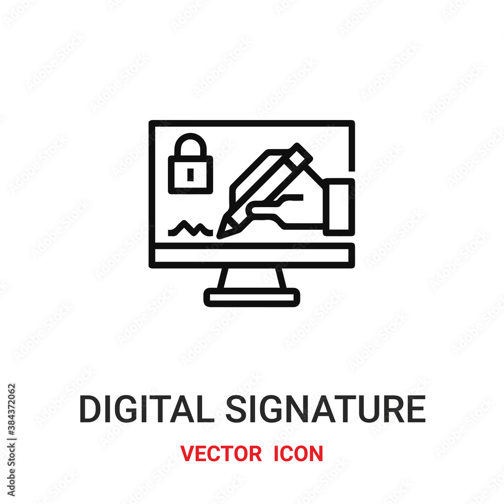 Poster digital signature vector icon. modern, simple flat vector illustration for website or mobile app.han