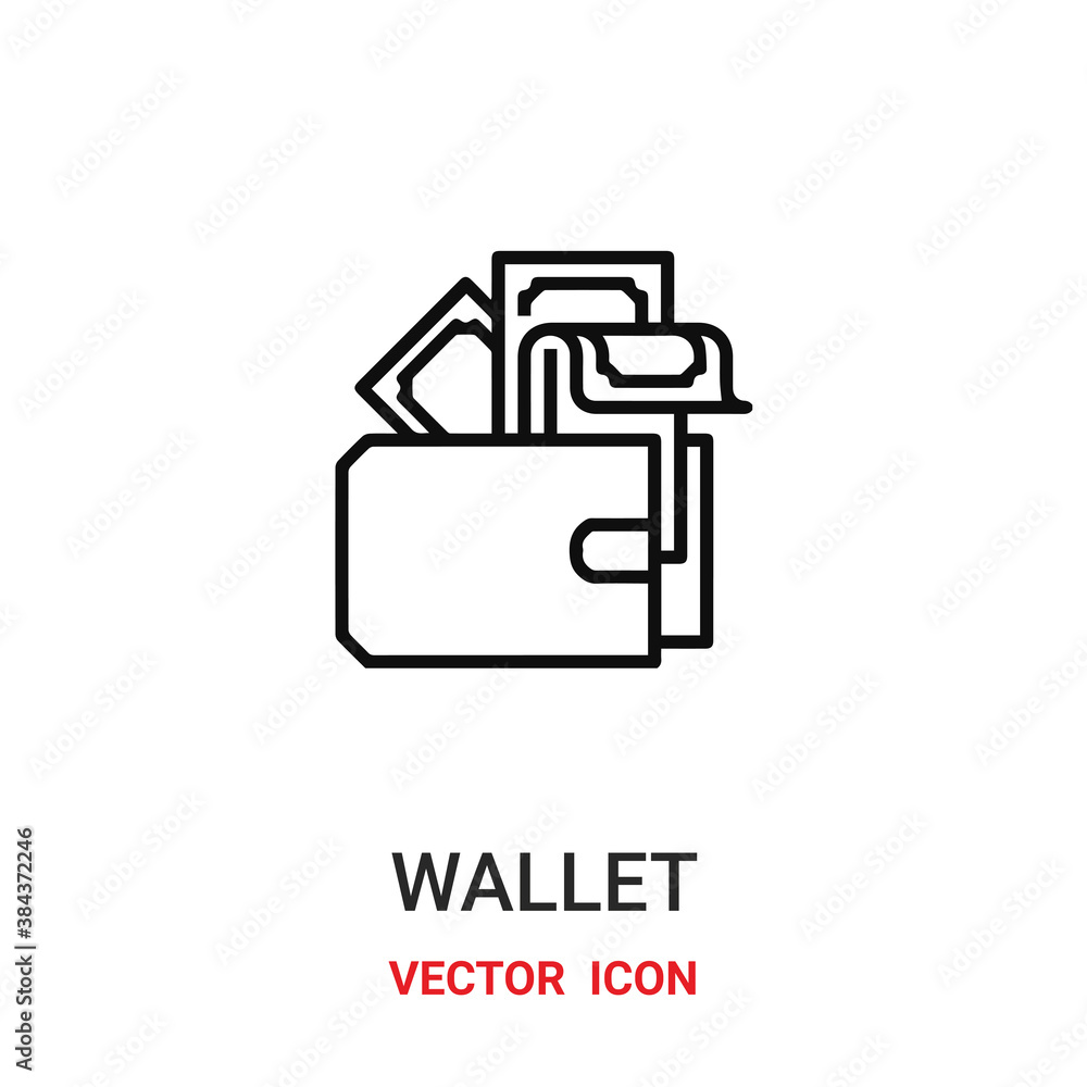 Poster wallet icon vector symbol. money wallet symbol icon vector for your design. modern outline icon for 