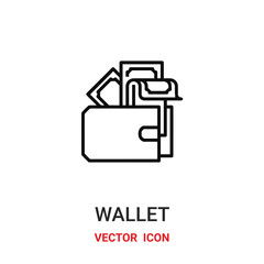 wallet icon vector symbol. money wallet symbol icon vector for your design. Modern outline icon for your website and mobile app design.