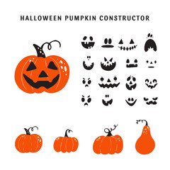 Halloween Pumpkin face constructor, character pumpkin cartoon