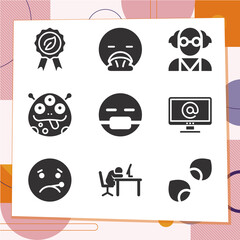 Simple set of 9 icons related to insane