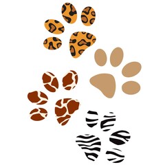 Print Hand-drawing silhouette animal paw. Element for design.