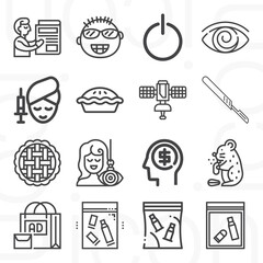 16 pack of circular  lineal web icons set