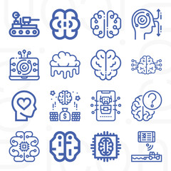16 pack of mental capacity  lineal web icons set