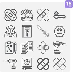 Simple set of manual related lineal icons.