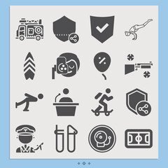 Simple set of trial related filled icons.