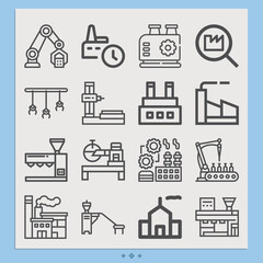 Simple set of stamp mill related lineal icons.