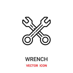 wrench icon vector symbol. wrench symbol icon vector for your design. Modern outline icon for your website and mobile app design.