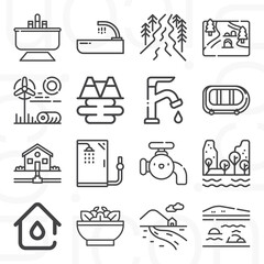 16 pack of watershed  lineal web icons set