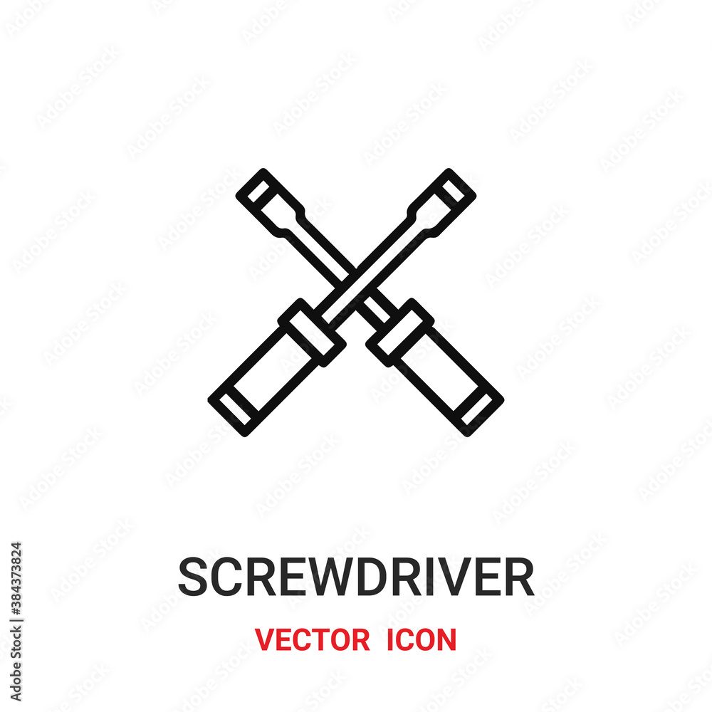 Poster screwdriver icon vector symbol. tool symbol icon vector for your design. modern outline icon for you