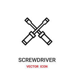 screwdriver icon vector symbol. tool symbol icon vector for your design. Modern outline icon for your website and mobile app design.