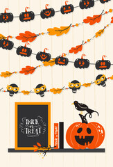 Halloween greeting cards. Holiday poster lettering composition