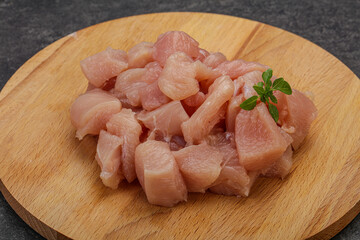 Raw diced chicken for cooking