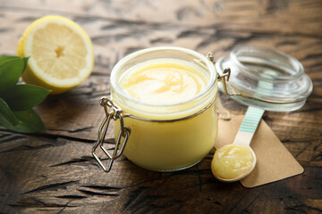 Traditional homemade lemon curd in a jar
