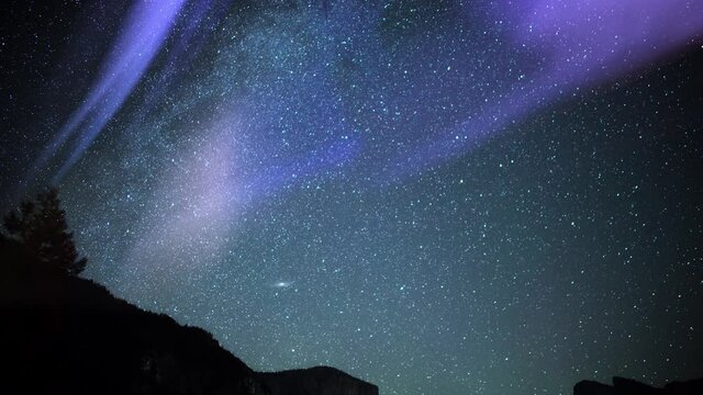 Yosemite Milky Way Time Lapse Above El Capitan Simulated Aurora Solar Flare