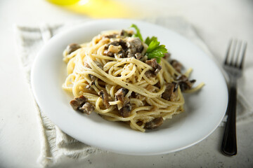 Spaghetti with homemade mushroom ragout