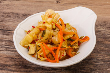 Spicy pickled cabbage with carrot