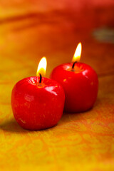 Obraz na płótnie Canvas Indian festival Diwali , Glowing apple shape candle