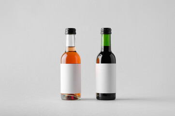 Wine Quarter / Mini Bottle Mock-Up - Two Bottles. Blank Label