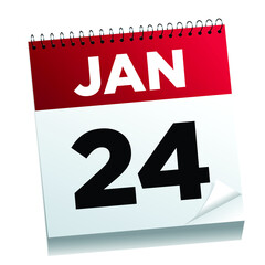 January 24th on a calendar page - illustrated. 