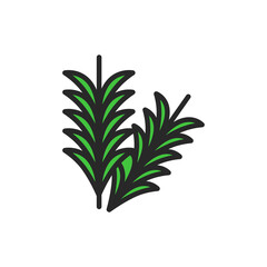 Rosemary branch black color icon. Herbs and spices. Vector illustration