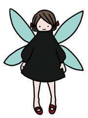 優しい雰囲気の妖精の女の子のクリスマスオーナメントのお人形(白バック)