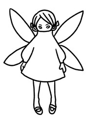 アンティーク風の妖精の女の子のクリスマスオーナメントのお人形(線画のみ)