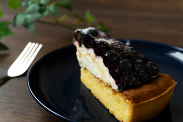 Blueberry tart.  Old cafes, cakes, tarts, cafes, etc.  ブルーベリータルト。古カフェ、ケーキ、タルト、カフェなど