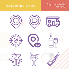 Simple set of vice related lineal icons.