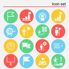 16 pack of game equipment  filled web icons set