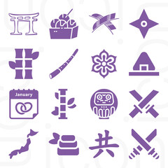 16 pack of new style  filled web icons set