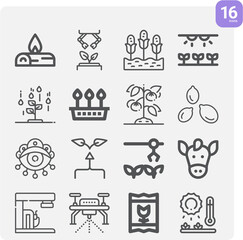 Simple set of cultivation related lineal icons.