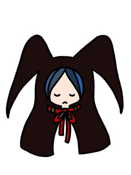 小悪魔のケープをかぶった女の子の手描きイラスト 白バック Stock Illustration Adobe Stock