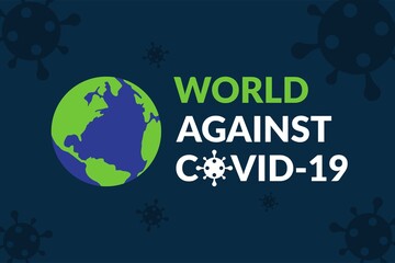 World Against Covid-19 Campaign - Vector Flat Design Illustration : Suitable for World Theme, Health / Medical Theme, Humanity Theme, Infographics and Other Graphic Related Assets.