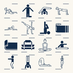 Simple set of lotus position related filled icons.